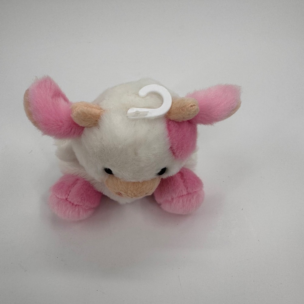 Palm Pals Aurora World Pink and White Cow Plush Stuffed Animal 5 inch Heifer - Picture 2 of 10